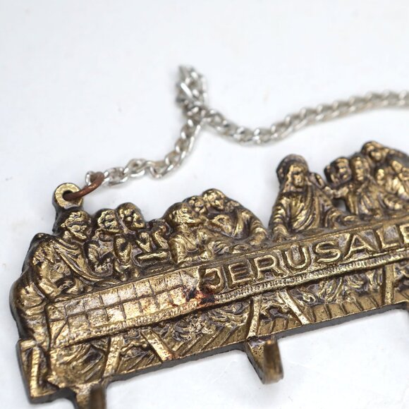 Vintage Brass The Last Supper Wall Hooks Kitchen Towel Rack Key Hanger Gold - Picture 4 of 9